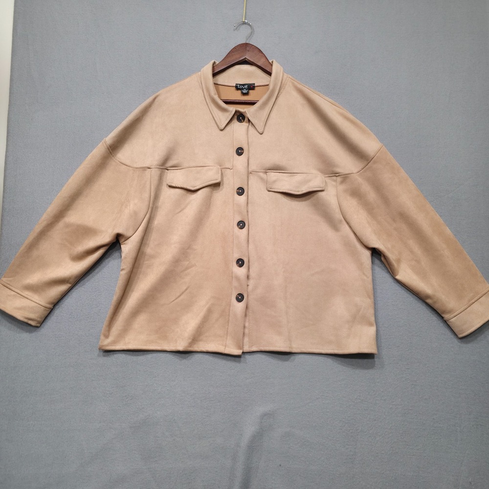 Love‎ Women's Beige Long Sleeve Button Up Shirt Size 4X